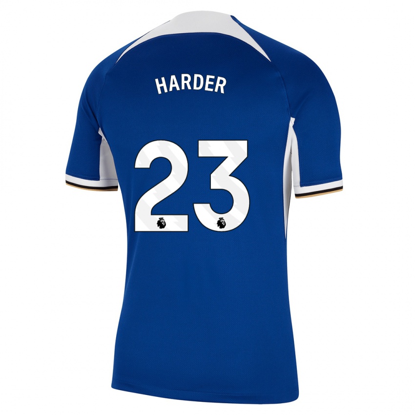 Mulher Camisola Pernille Harder #23 Azul Principal 2023/24 Camisa