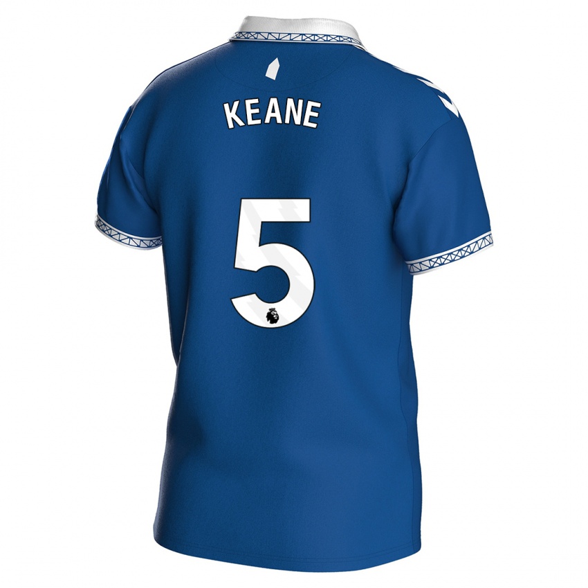 Mulher Camisola Michael Keane #5 Azul Real Principal 2023/24 Camisa