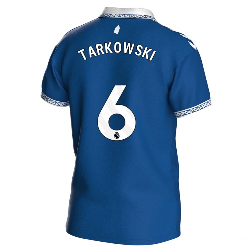 Mulher Camisola James Tarkowski #6 Azul Real Principal 2023/24 Camisa