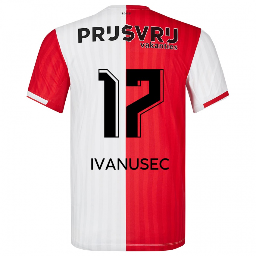 Mulher Camisola Luka Ivanusec #17 Vermelho Branco Principal 2023/24 Camisa