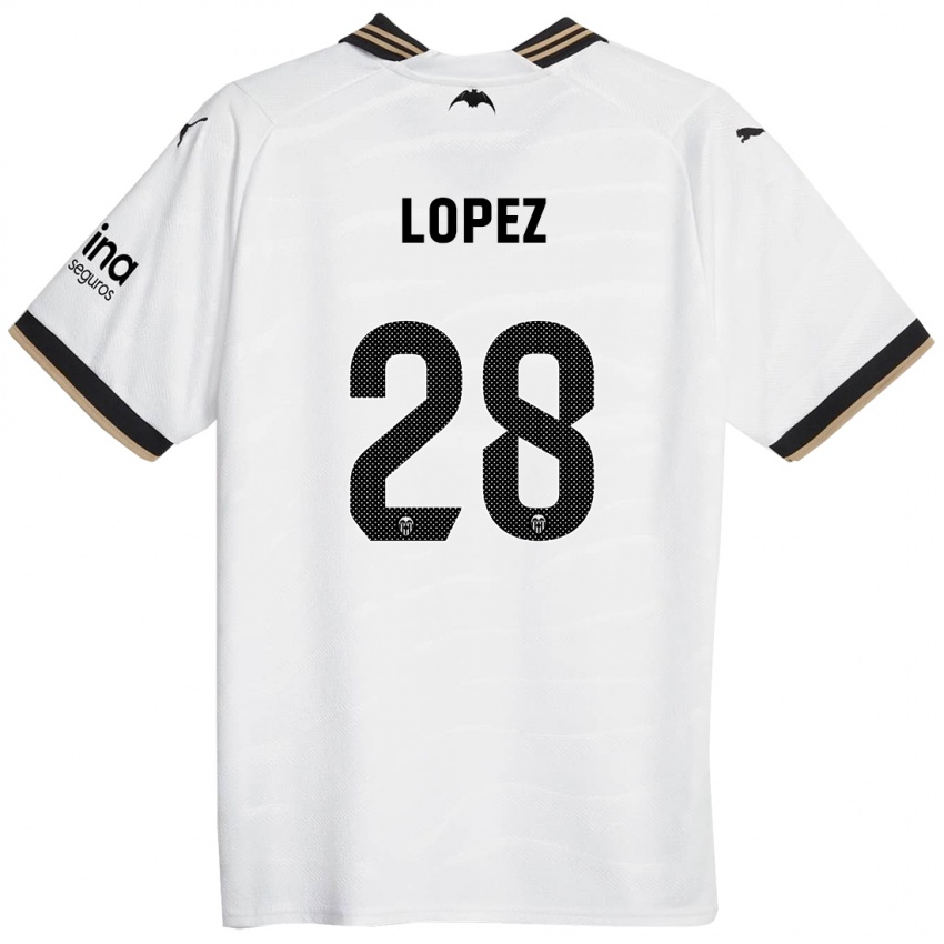 Mulher Camisola Saray Lopez #28 Branco Principal 2023/24 Camisa