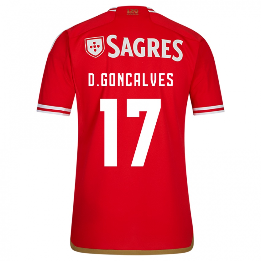 Mulher Camisola Diogo Goncalves #17 Vermelho Principal 2023/24 Camisa