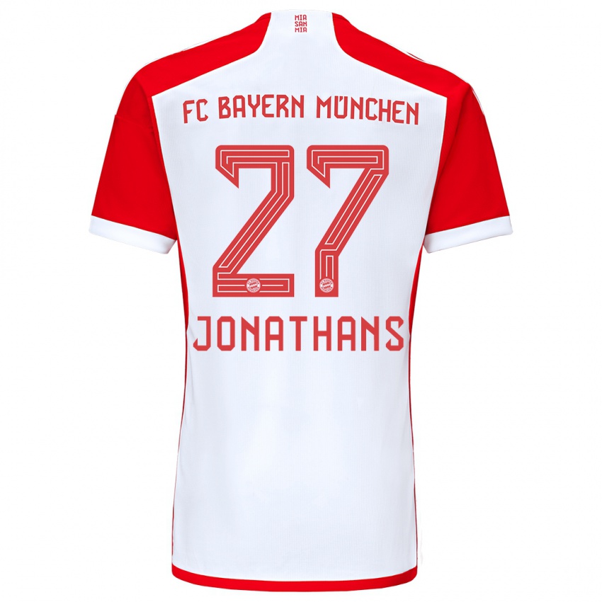 Mulher Camisola David Jonathans #27 Vermelho Branco Principal 2023/24 Camisa