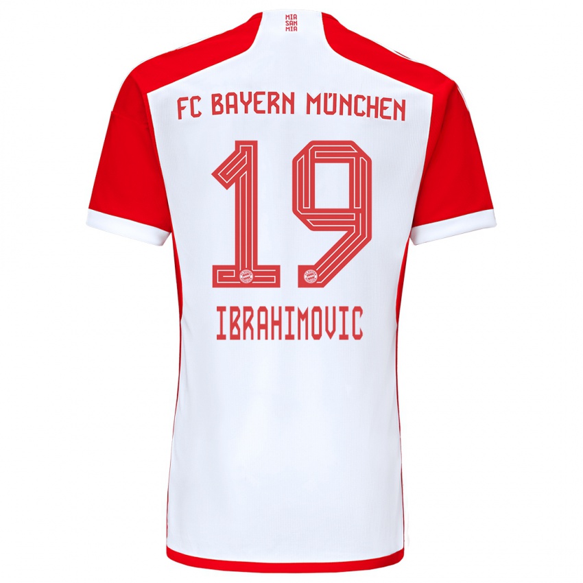 Mulher Camisola Arijon Ibrahimovic #19 Vermelho Branco Principal 2023/24 Camisa