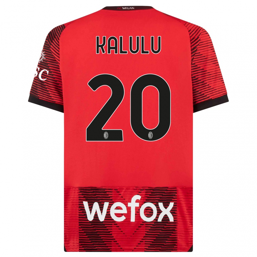 Mulher Camisola Pierre Kalulu #20 Vermelho Preto Principal 2023/24 Camisa