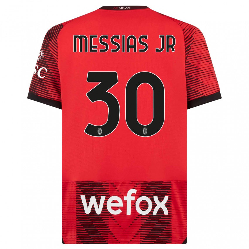 Mulher Camisola Junior Messias #30 Vermelho Preto Principal 2023/24 Camisa