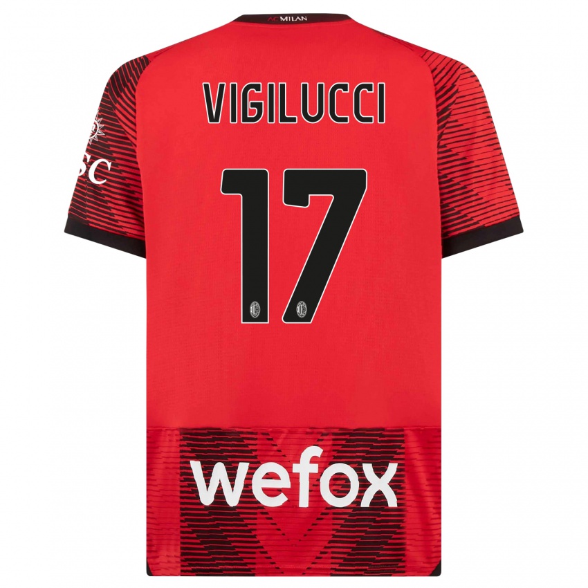 Mulher Camisola Valery Vigilucci #17 Vermelho Preto Principal 2023/24 Camisa