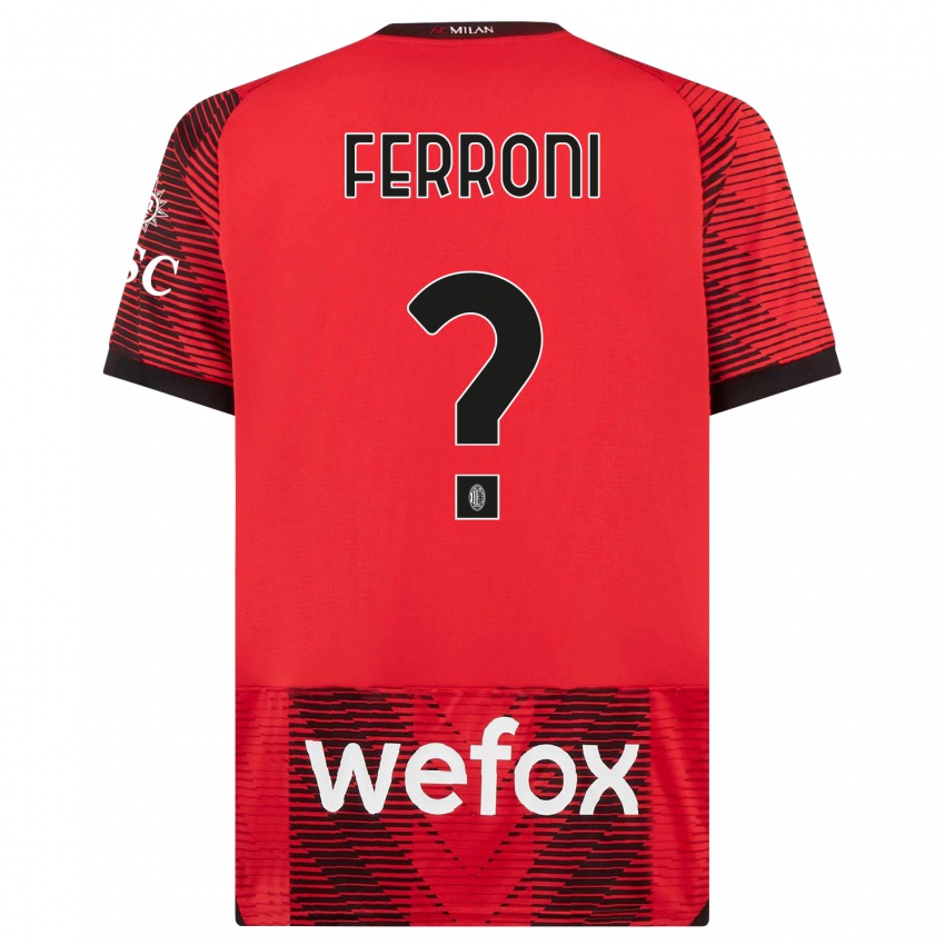 Mulher Camisola Leonardo Ferroni #0 Vermelho Preto Principal 2023/24 Camisa