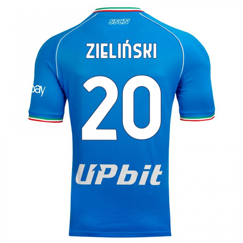 Mulher Camisola Piotr Zielinski #20 Céu Azul Principal 2023/24 Camisa