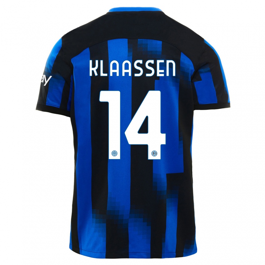 Mulher Camisola Davy Klaassen #14 Preto Azul Principal 2023/24 Camisa