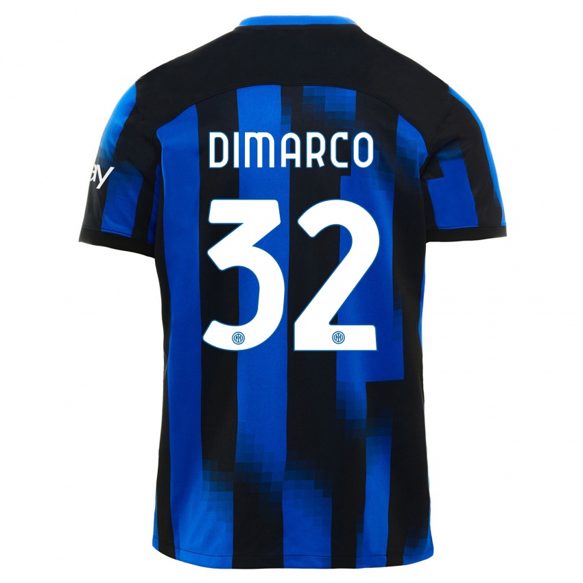 Mulher Camisola Federico Dimarco #32 Preto Azul Principal 2023/24 Camisa