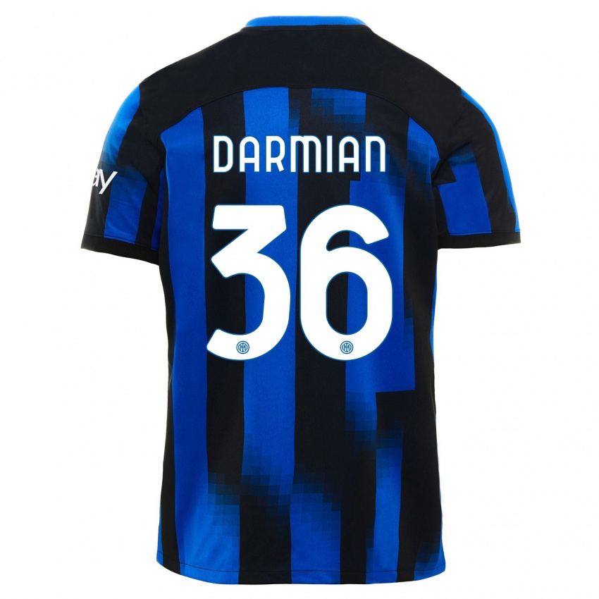 Mulher Camisola Matteo Darmian #36 Preto Azul Principal 2023/24 Camisa