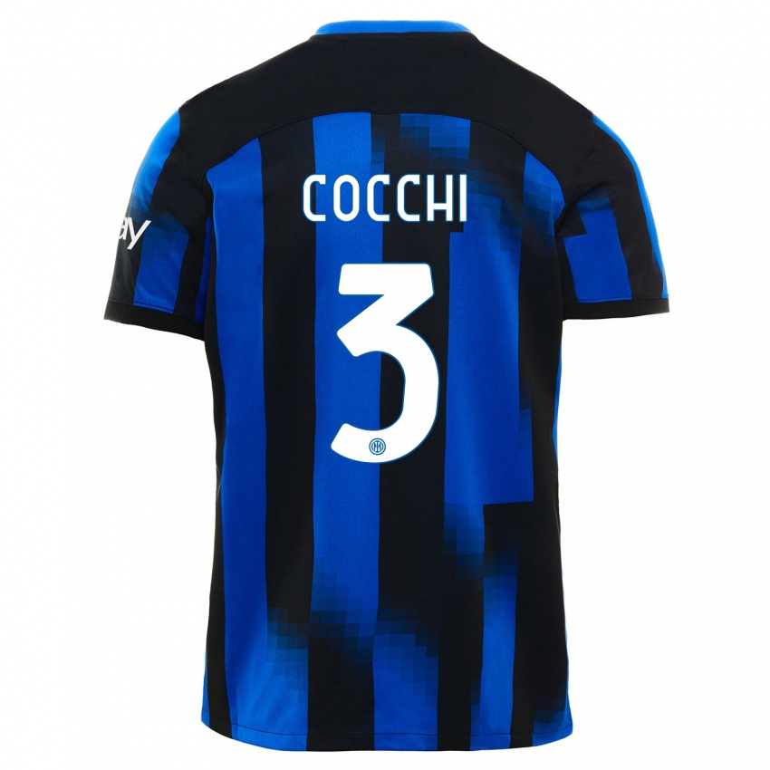 Mulher Camisola Matteo Cocchi #3 Preto Azul Principal 2023/24 Camisa