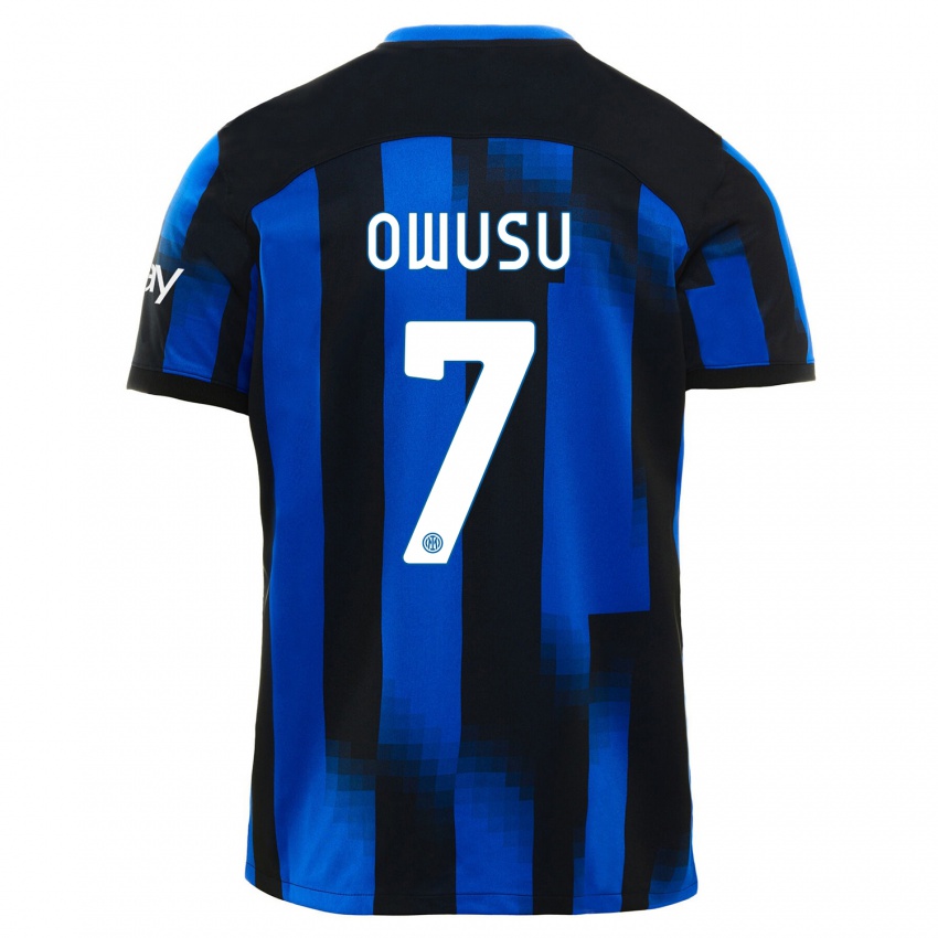Mulher Camisola Enoch Owusu #7 Preto Azul Principal 2023/24 Camisa