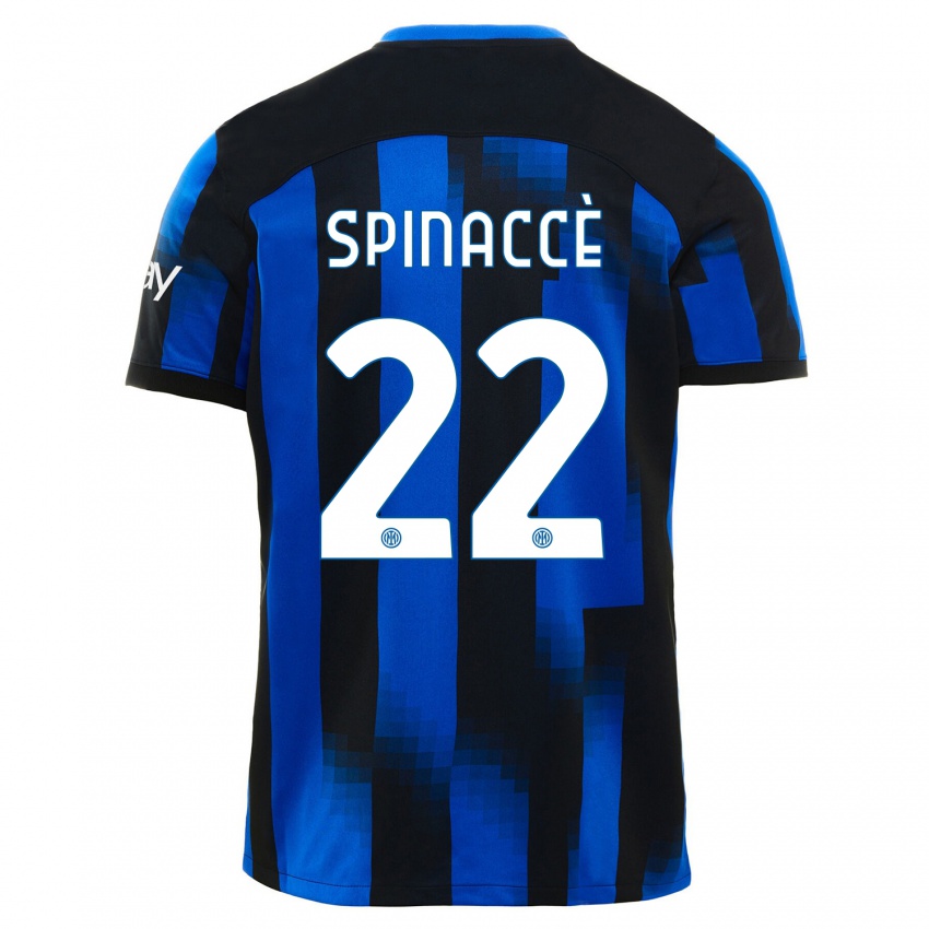 Mulher Camisola Matteo Spinaccè #22 Preto Azul Principal 2023/24 Camisa