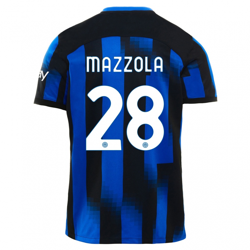 Mulher Camisola Giuseppe Mazzola #28 Preto Azul Principal 2023/24 Camisa