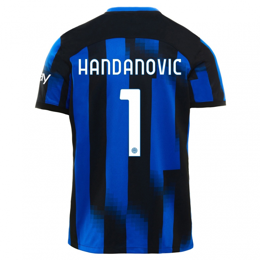 Mulher Camisola Samir Handanovic #1 Preto Azul Principal 2023/24 Camisa