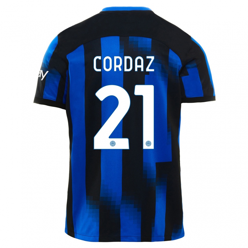 Mulher Camisola Alex Cordaz #21 Preto Azul Principal 2023/24 Camisa