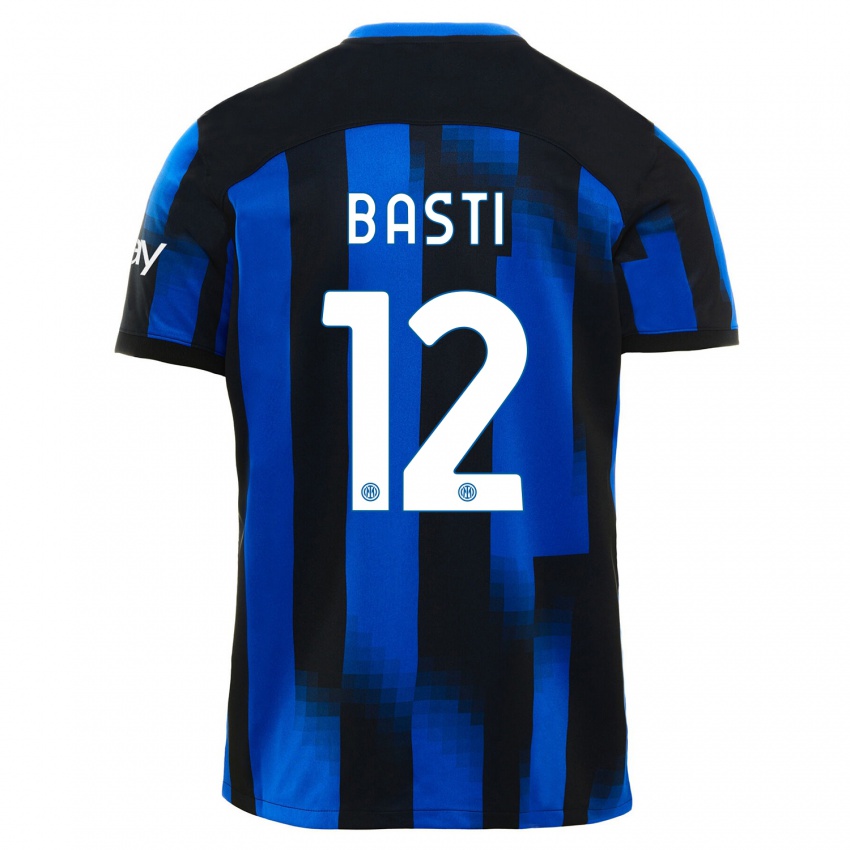 Mulher Camisola Matteo Basti #12 Preto Azul Principal 2023/24 Camisa