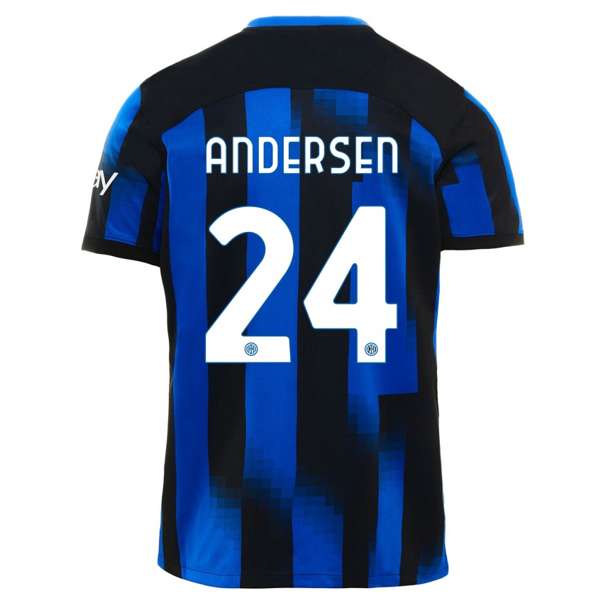 Mulher Camisola Silas Andersen #24 Preto Azul Principal 2023/24 Camisa