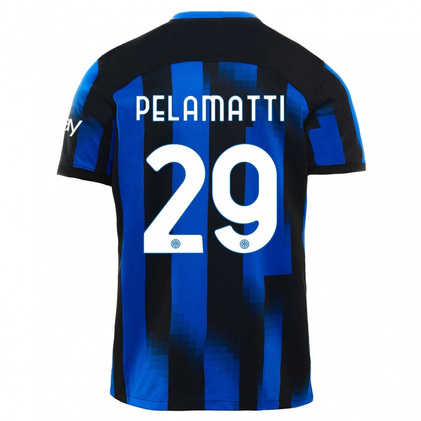 Mulher Camisola Andrea Pelamatti #29 Preto Azul Principal 2023/24 Camisa