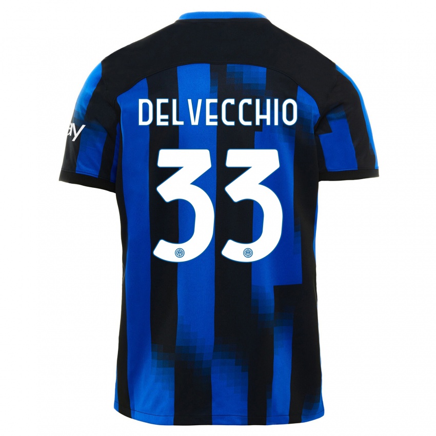 Mulher Camisola Gabriele Delvecchio #33 Preto Azul Principal 2023/24 Camisa