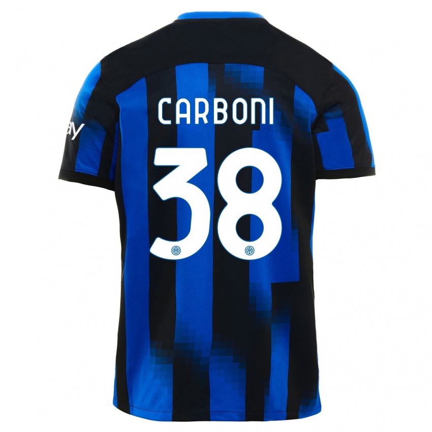 Mulher Camisola Valentin Carboni #38 Preto Azul Principal 2023/24 Camisa