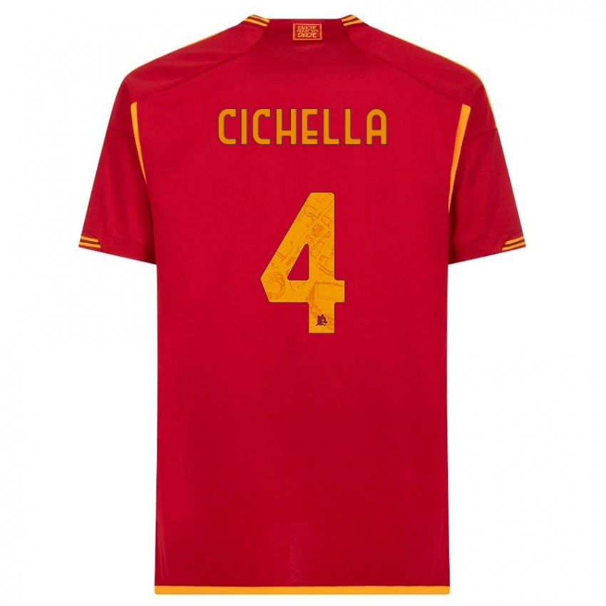 Mulher Camisola Matteo Cichella #4 Vermelho Principal 2023/24 Camisa