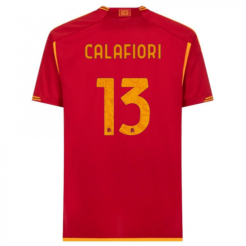 Mulher Camisola Riccardo Calafiori #13 Vermelho Principal 2023/24 Camisa