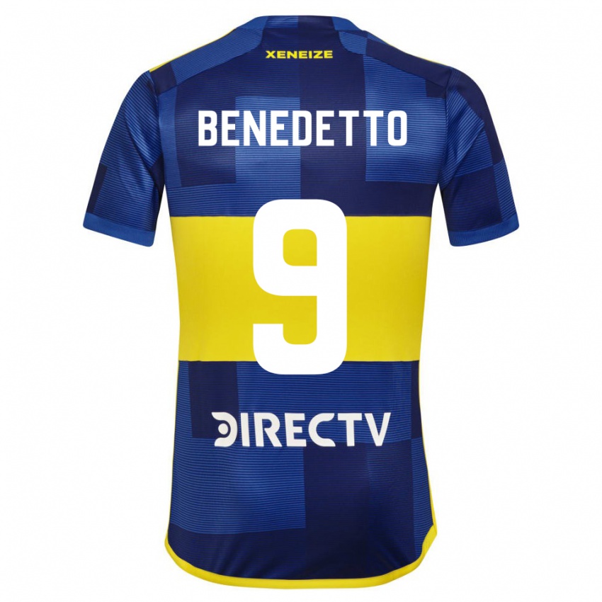 Mulher Camisola Dario Benedetto #9 Azul Escuro Amarelo Principal 2023/24 Camisa