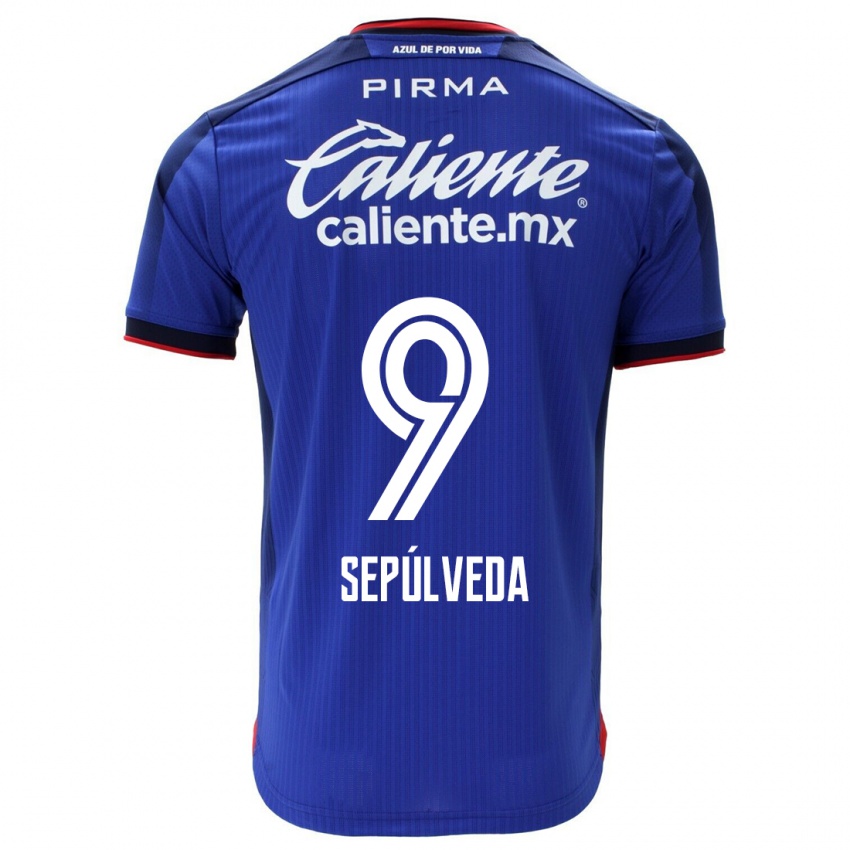 Mulher Camisola Ángel Sepúlveda #9 Azul Principal 2023/24 Camisa