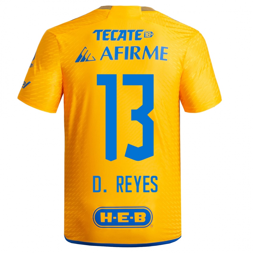 Mulher Camisola Diego Reyes #13 Amarelo Principal 2023/24 Camisa