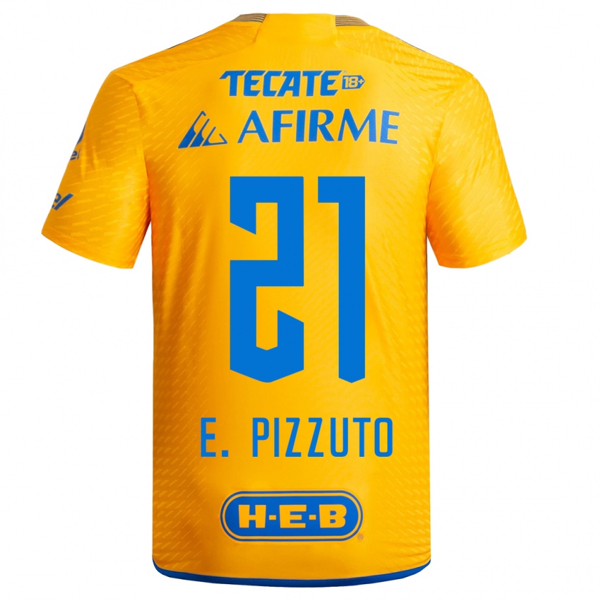 Mulher Camisola Eugenio Pizzuto #21 Amarelo Principal 2023/24 Camisa