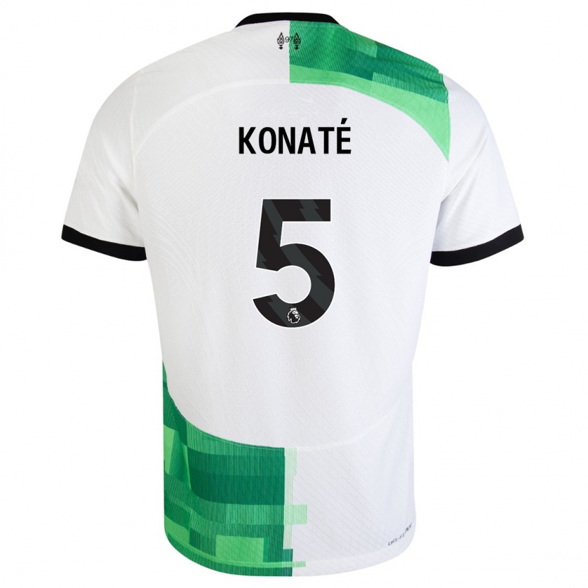 Mulher Camisola Ibrahima Konate #5 Branco Verde Alternativa 2023/24 Camisa