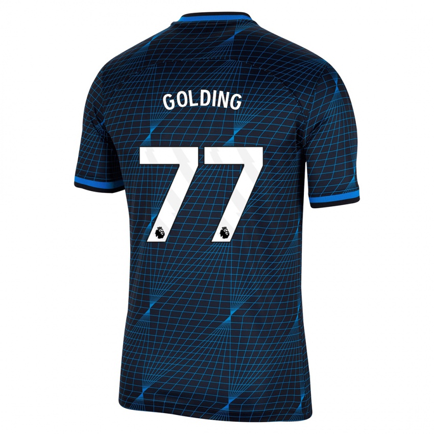 Mulher Camisola Michael Golding #77 Azul Escuro Alternativa 2023/24 Camisa