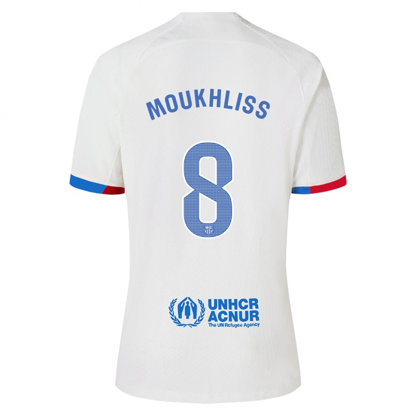 Mulher Camisola Moha Moukhliss #8 Branco Alternativa 2023/24 Camisa