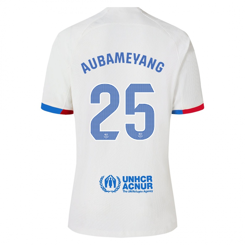Mulher Camisola Pierre Emerick Aubameyang #25 Branco Alternativa 2023/24 Camisa