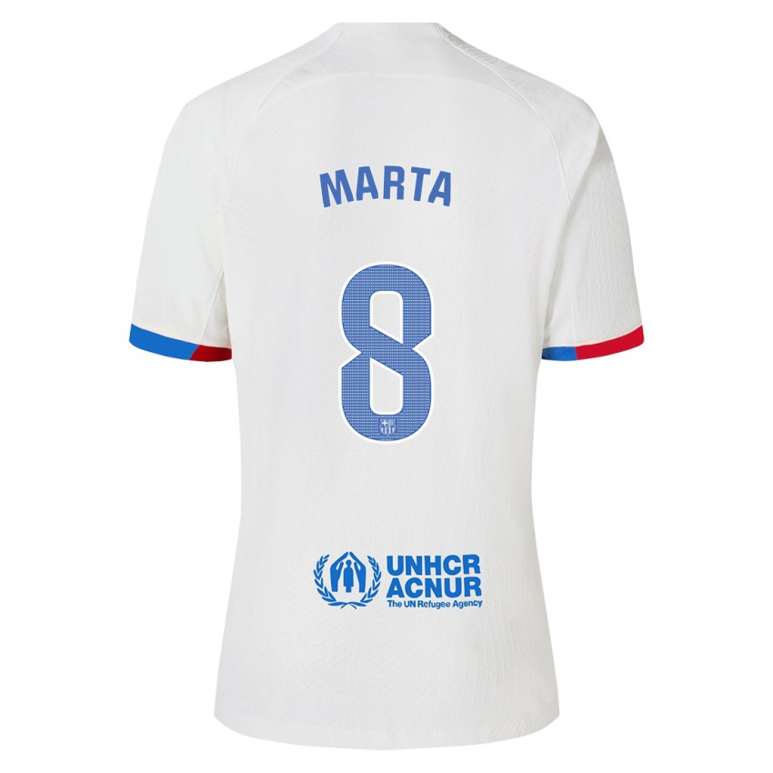 Mulher Camisola Marta Torrejon #8 Branco Alternativa 2023/24 Camisa