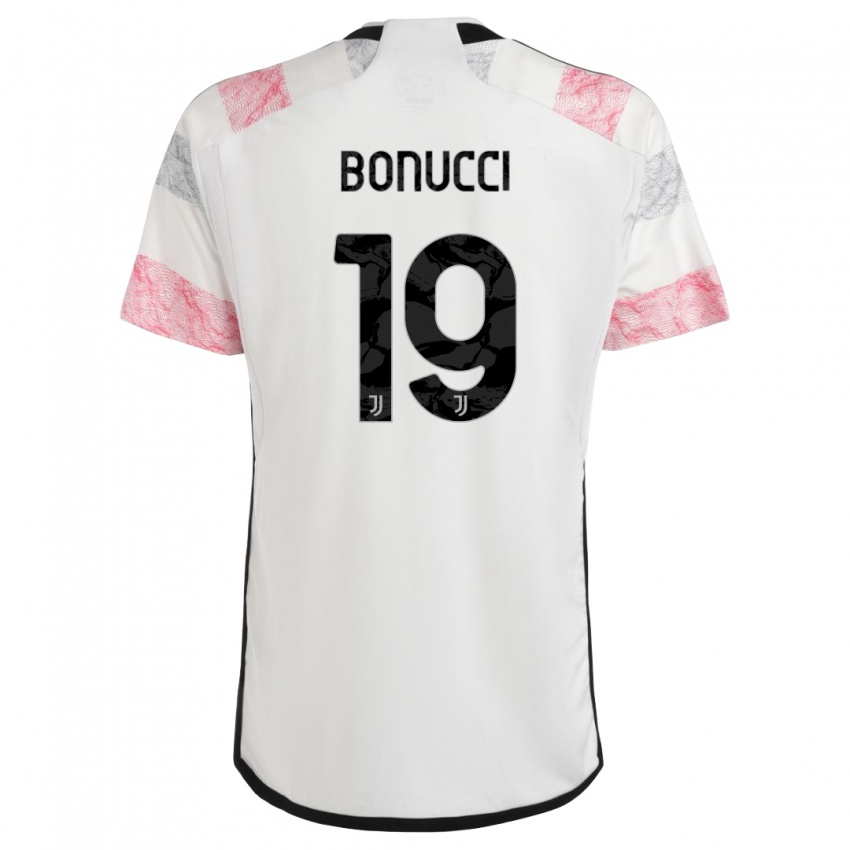 Mulher Camisola Leonardo Bonucci #19 Branco Rosa Alternativa 2023/24 Camisa
