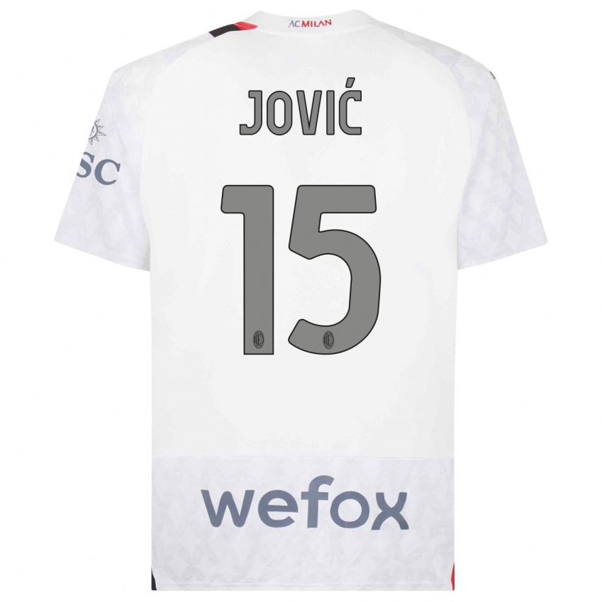 Mulher Camisola Luka Jovic #15 Branco Alternativa 2023/24 Camisa