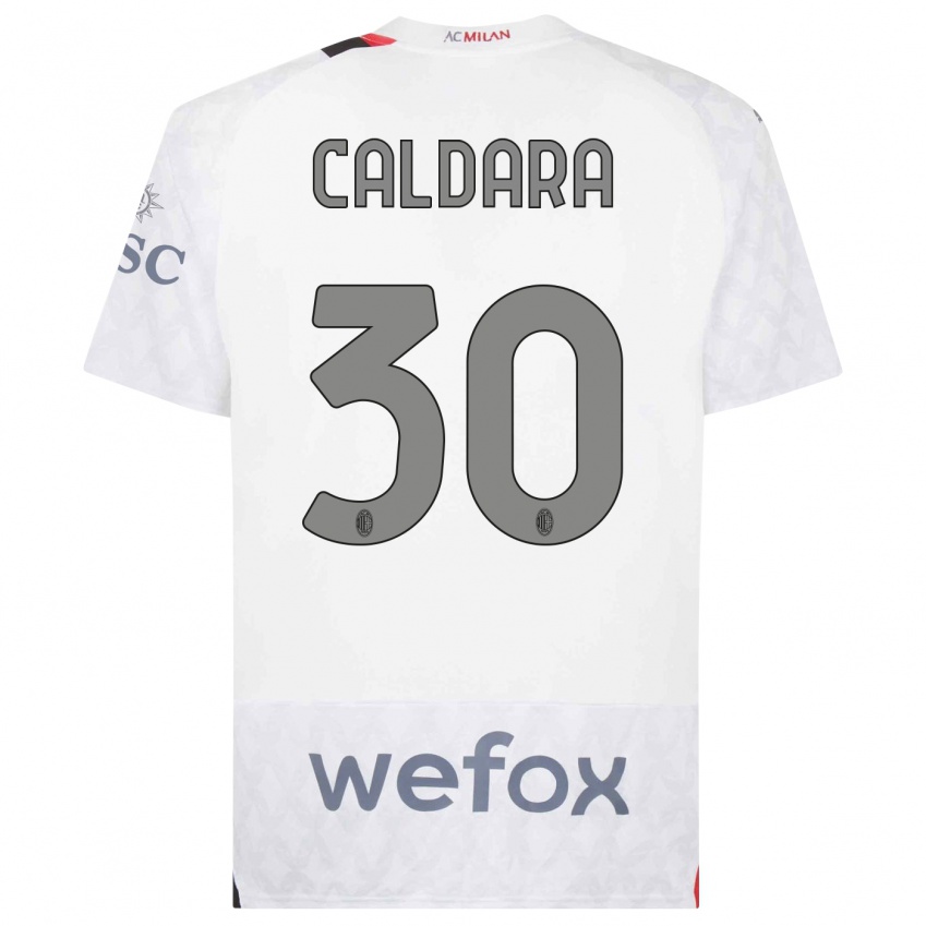 Mulher Camisola Mattia Caldara #30 Branco Alternativa 2023/24 Camisa