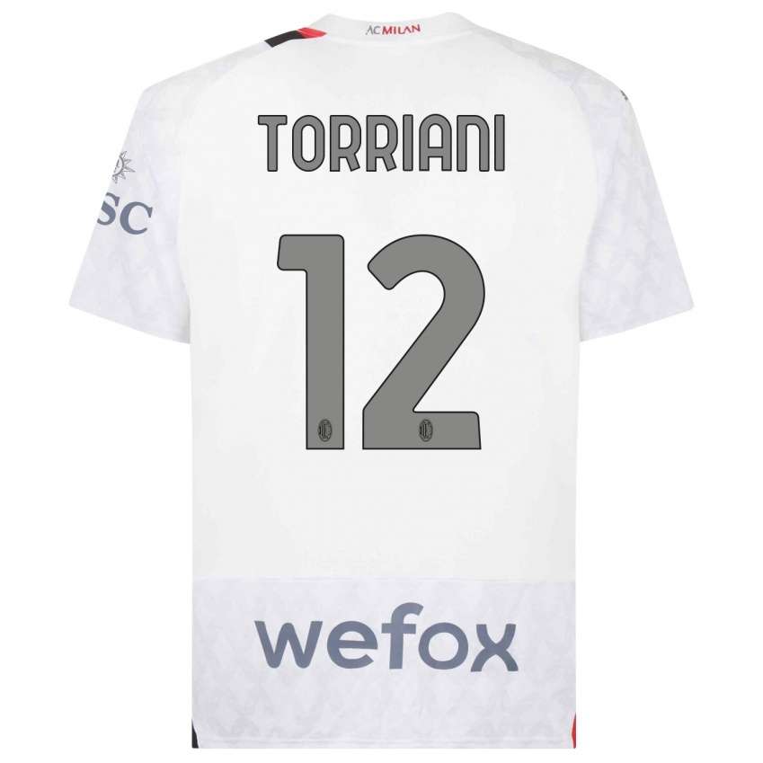 Mulher Camisola Lorenzo Torriani #12 Branco Alternativa 2023/24 Camisa