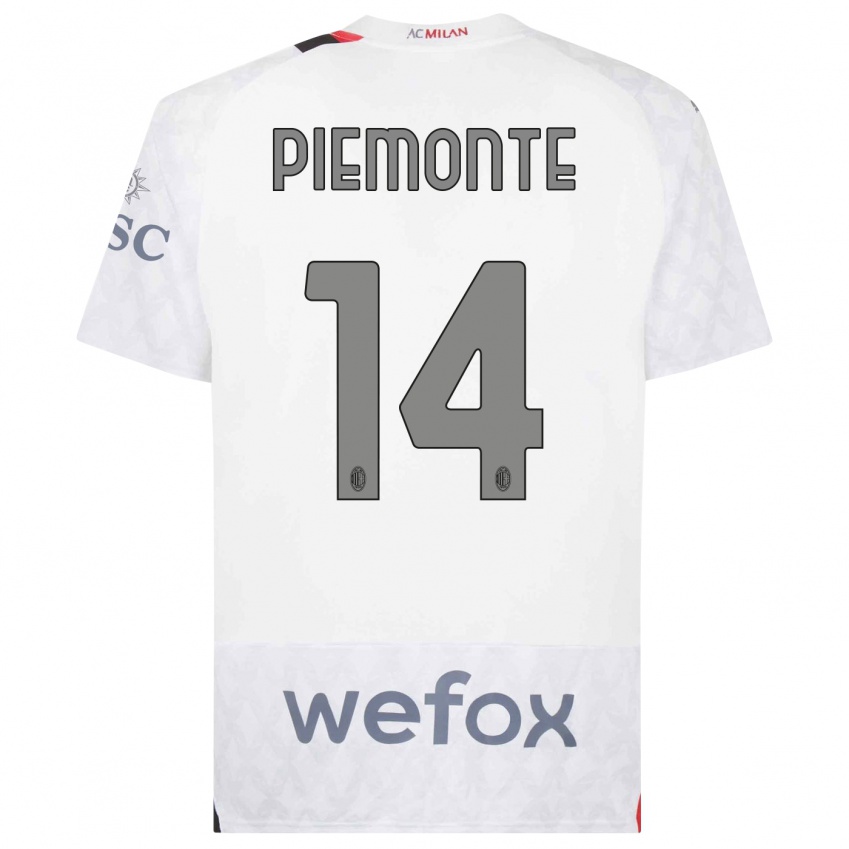 Mulher Camisola Martina Piemonte #14 Branco Alternativa 2023/24 Camisa