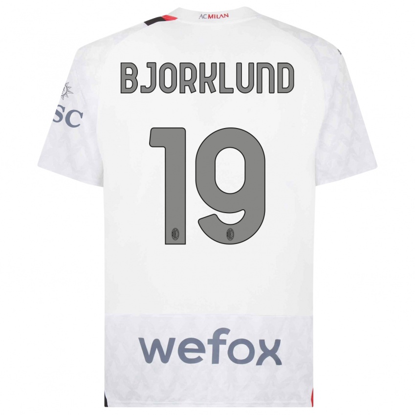 Mulher Camisola Lukas Bjorklund #19 Branco Alternativa 2023/24 Camisa