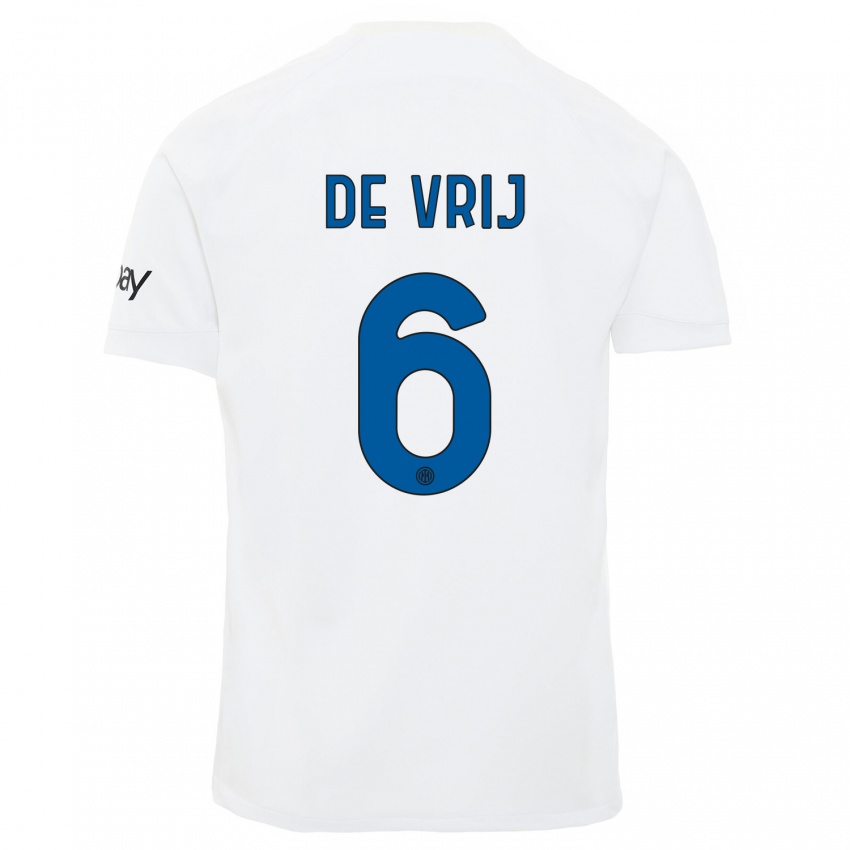 Mulher Camisola Stefan De Vrij #6 Branco Alternativa 2023/24 Camisa
