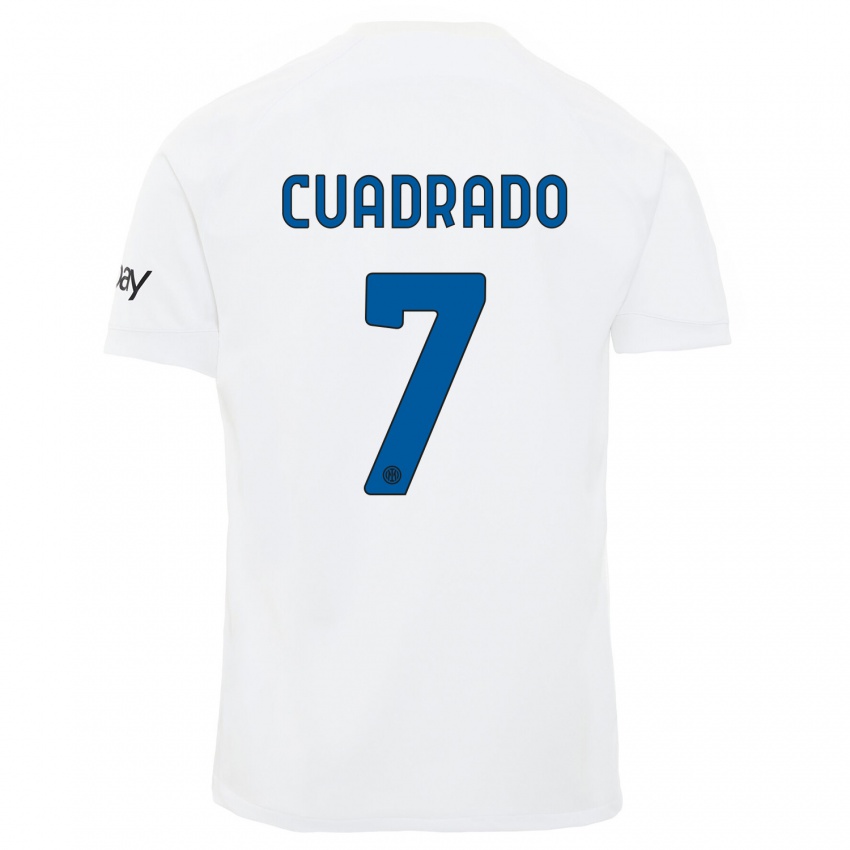 Mulher Camisola Juan Cuadrado #7 Branco Alternativa 2023/24 Camisa
