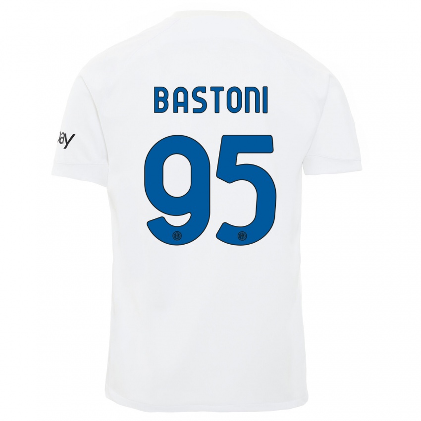 Mulher Camisola Alessandro Bastoni #95 Branco Alternativa 2023/24 Camisa