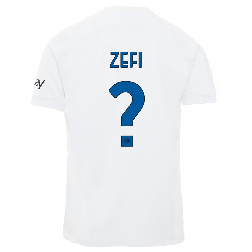 Mulher Camisola Kevin Zefi #0 Branco Alternativa 2023/24 Camisa