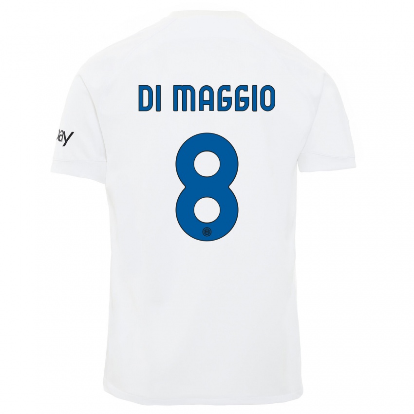 Mulher Camisola Luca Di Maggio #8 Branco Alternativa 2023/24 Camisa