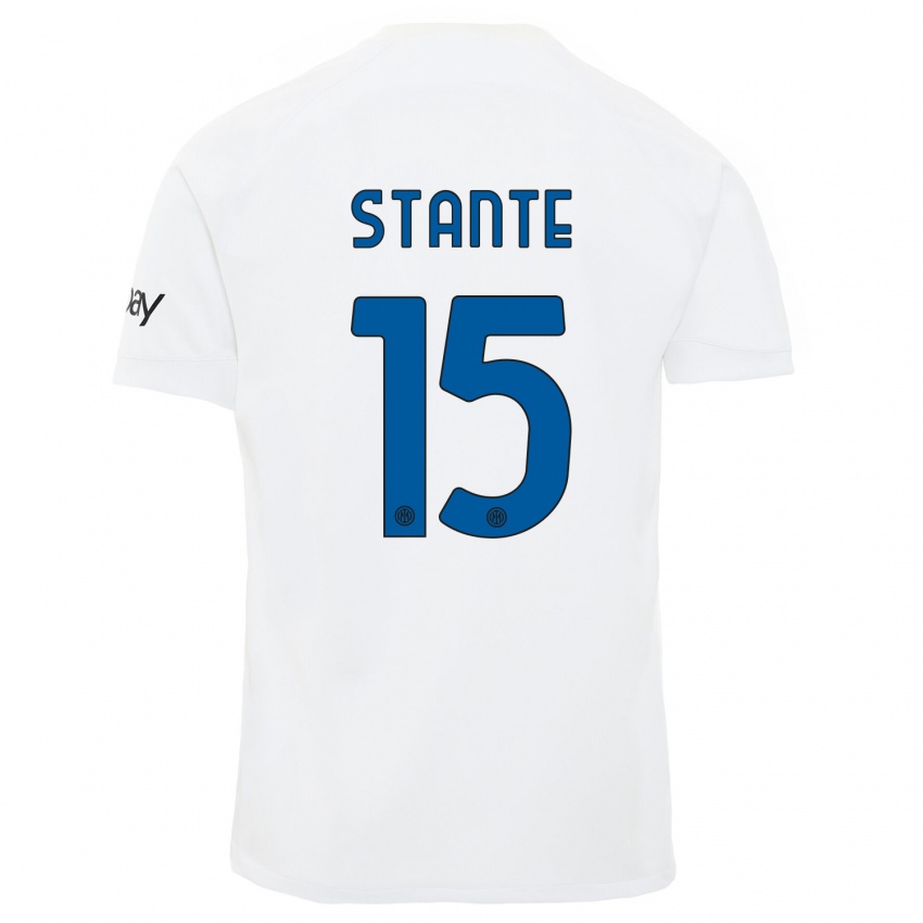 Mulher Camisola Francesco Stante #15 Branco Alternativa 2023/24 Camisa